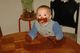 Seth enjoying the bowl of chocolate fondue left out on the table!
